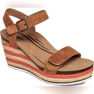 Aetrex Women's Sydney Orthopedic Quarter Ankle Strap Espadrille Wedge Sandals